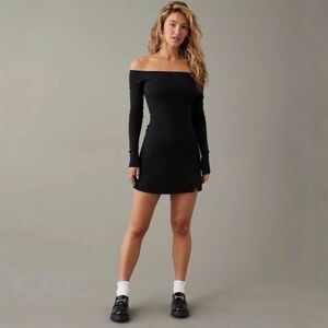 American Eagle Outfitters Black Off-Shoulder Dress